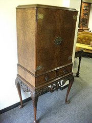 Burr walnut drinks cabinet
