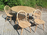 Ercol drop leaf table and four