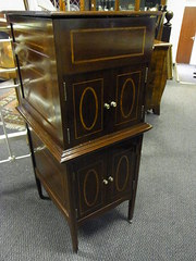 antique vintage technology inlaid edwardian gramophone Inlaid Edwardian gramophone