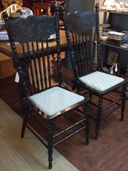Pair American Spindle-Back Hardwood Chairs