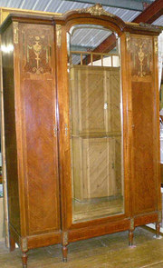 Three Door Inlaid French Armoi