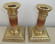 Antique Onyx  Brass candle sti