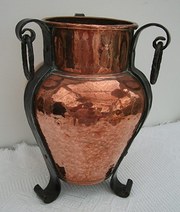 Arts  Crafts Copper Vase on Fe