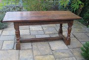 Antique Oak Dining Table 8 peo
