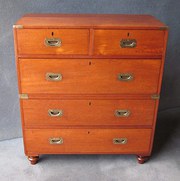 A TEAK MILITARY CAMPAIGN CHEST