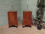 Antique Pair Walnut Bedside Ca