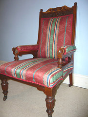 Upholstered oak armchairtwin w