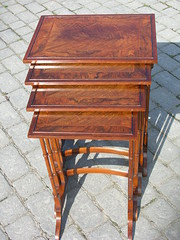 antique walnut nest coffee tab