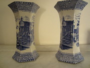 Pair hexagonal blue and white