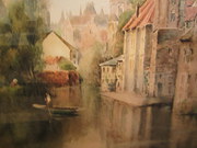 pair of framed  bruges prints