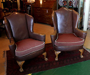 Pair Vintage Leather Armchairs