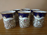 6 Coalport and silver demitass