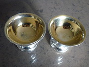 Solid Silver open salts gilded
