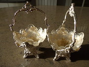 Solid Silver swing handled bas