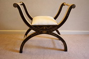REGENCY PAINTED AND GILDED X FRAME STOOL C. 1820.