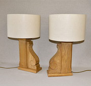 Pair of Antique Pine Table Lam