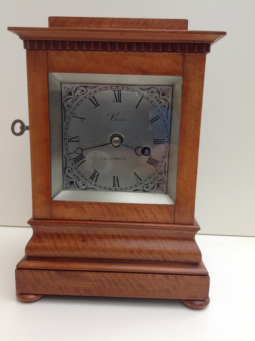 Satinwood fusee library clock