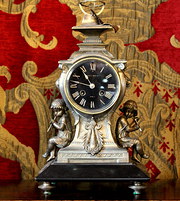 Rare French Pewter Mantel Cloc
