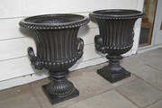 A Pair of 19thC Cast Iron Urns