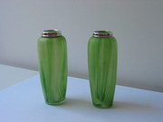 Green VaselineSilver Rim Vases