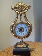 A French lyre design desk cloc