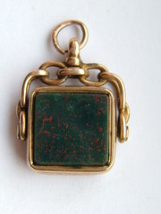 9CT Gold  Moss Agate Watch Fob