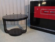 Art Deco Black Lacquered Round