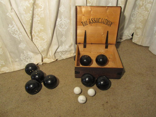 Antique Association Lawn Bowls in Original Box, F H Ayres Association Lawn Bowls in Original Box, F H Ayres