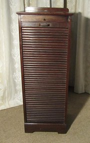 antique furniture french tambour fronted oak art French Tambour Fronted Oak Art