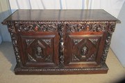 Green Man Gothic Carved Oak Cu