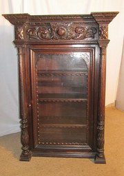 Tall Glazed French Carved Oak