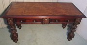 antique furniture victorian carved oak desk or w Victorian Carved Oak Desk Or W