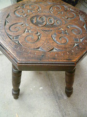 ANTIQUE CARVED COUNTRY STOOL
