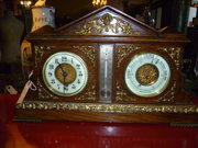 ANTIQUE MANTLE CLOCK BAROMETER