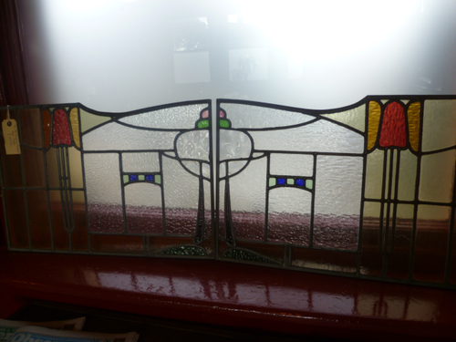 Antique Antique Art Nouveau Leaded Light Panal Antique Art Nouveau Leaded Light Panal