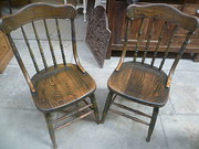 pair of antique country elm ch