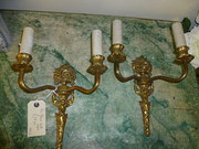 pair of brass  wall lights dec