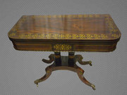 Regency Brass Inlaid Card Tabl