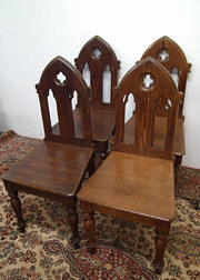 Set of 4 Gothic Pitch Pine Cha