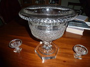 Georgian cut-glass  Kettledrum pedestal bowl.