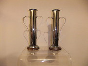 antique metalware art deco pair chrome twin hand Art Deco Pair Chrome Twin Hand