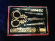 antique silver 19th centfrench gilt sewing se 19th centFrench Gilt Sewing Se