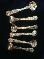 antique silver set of six georgian silver sal Set of Six Georgian Silver Sal