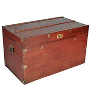 Edwardian Brass Bound Teak Tru