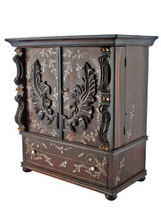 antique furniture indian ebony ivory inlaid cab Indian Ebony Ivory Inlaid Cab