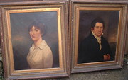 19th C oils on canvas Pair Lad