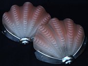 Pair of Peach Deco Wall Lights