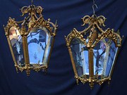 Pair of matching brass hall la