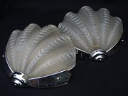 pair of art deco opaque shell