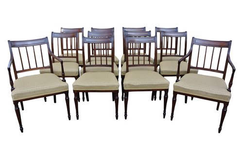 12 Sheraton Mahogany Dining Chairs